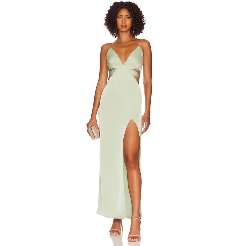 Superdown Stacie Green Cut Out Maxi Gown NWT